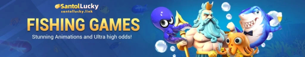 SANTOLLUCKY underwater fishing gameplay with glowing sea creatures