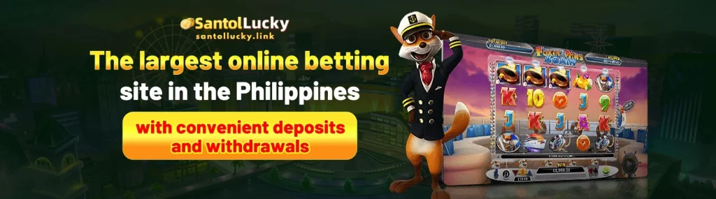 SANTOLLUCKY homepage hero banner showcasing an immersive online casino interface with vibrant gaming atmosphere