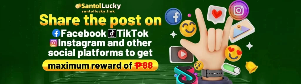 SANTOLLUCKY app showing online casino news shared on social media platforms