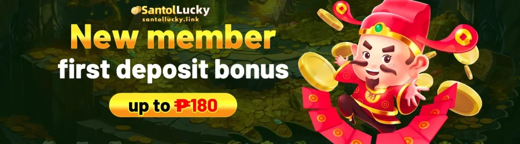 SANTOLLUCKY new members first deposit bonus promotion highlighting welcome rewards for login register games download app casino online casino users